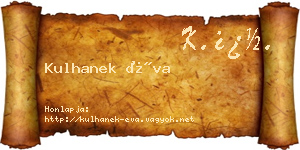 Kulhanek Éva névjegykártya